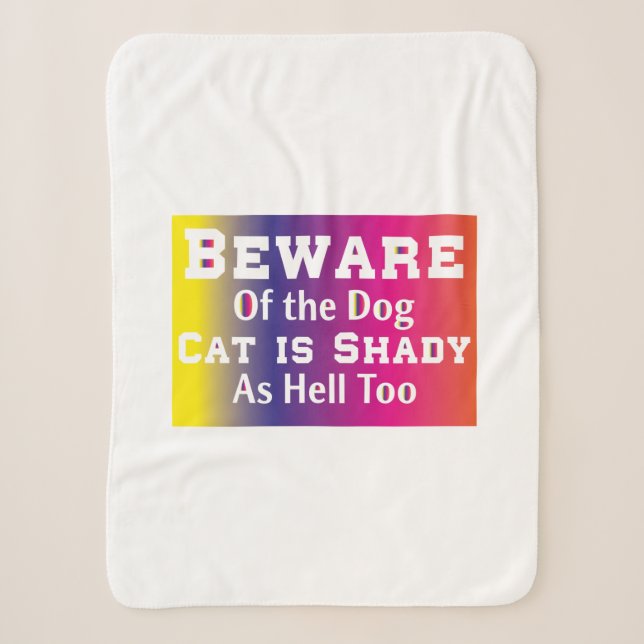 Cat Art Beware Of The Dog Sherpa Blanket (Front)