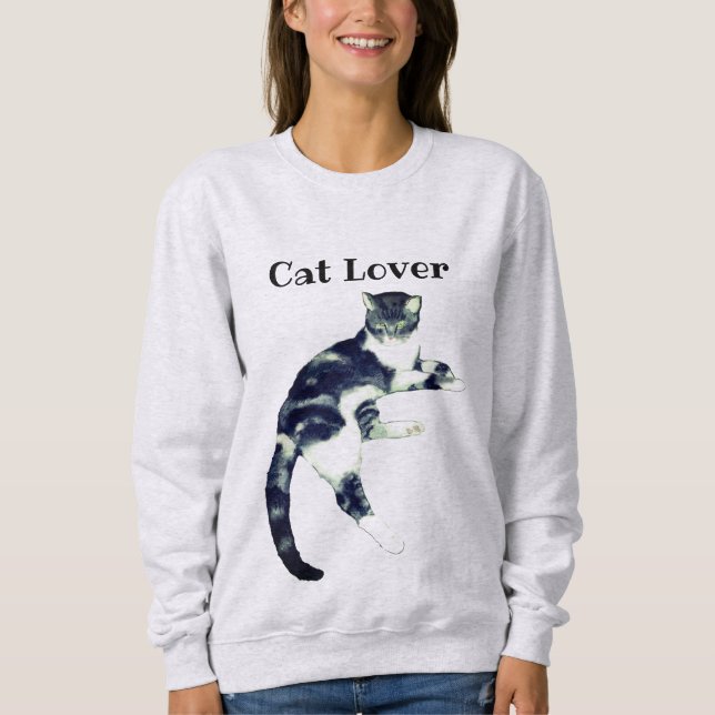 Cat Art Black and White  Sweatshirt (Front)