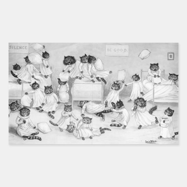 Cat Art by Louis Wain 1900 Rectangular Sticker (Front)