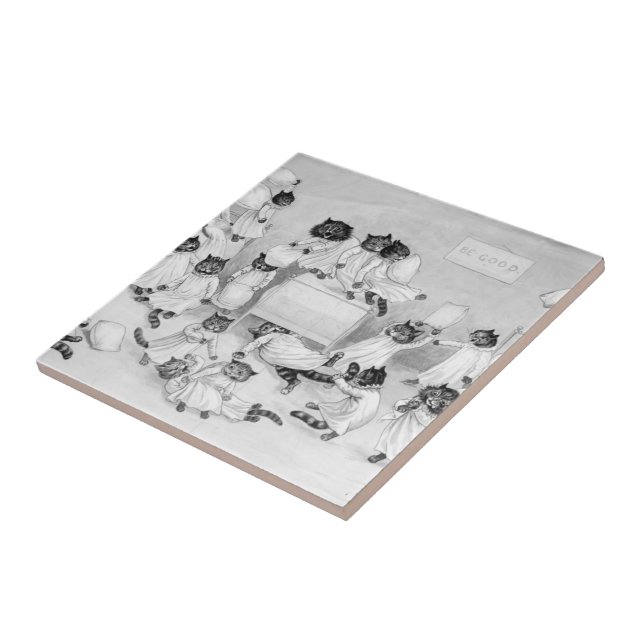 Cat Art by Louis Wain 1900 Tile (Side)