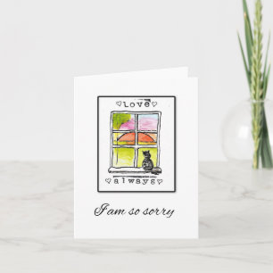 Cat Art Card, Cat Sympathy, Memorial Card
