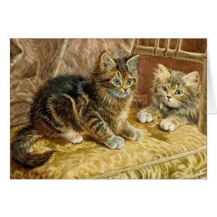 Cat Art Card:  Vintage Kitty Cats - Victorian Art