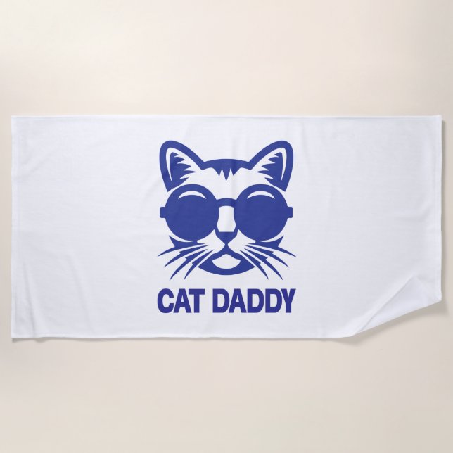 Cat Art Cat Daddy Beach Towel (Front)