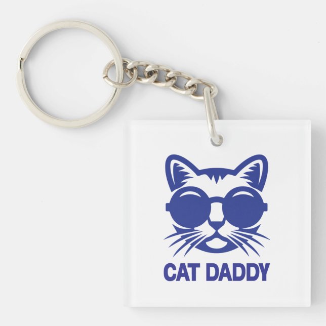 Cat Art Cat Daddy Key Ring (Front)