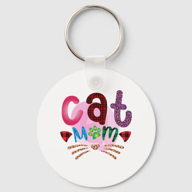 Cat Art Cat Mom_2 Key Ring (Front)