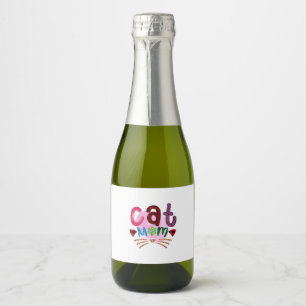 Cat Art Cat Mom_2 Sparkling Wine Label