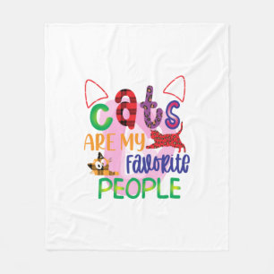 Cat Art Cats Are My Favorite People_2 Fleece Blanket