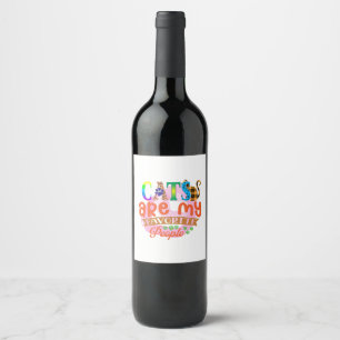 Cat Art Cats Are My Favorite People Wine Label