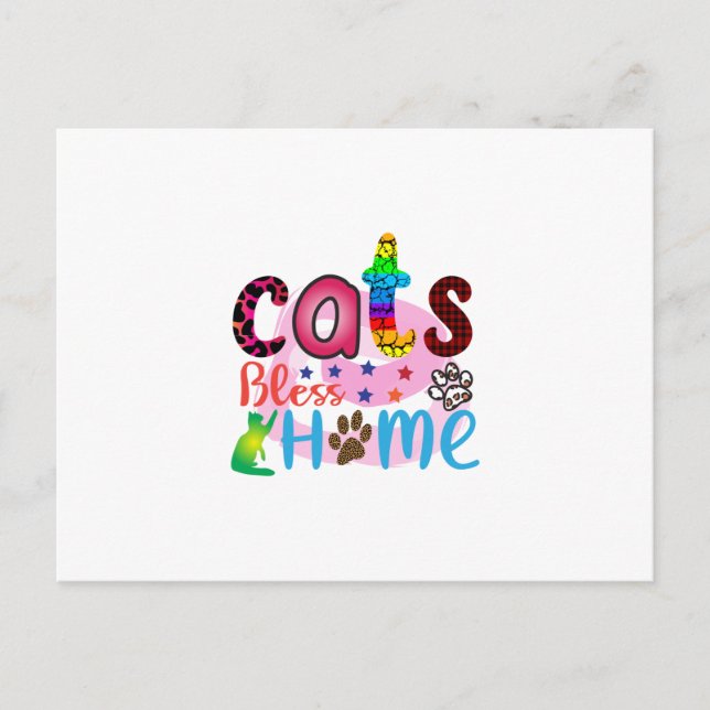 Cat Art Cats Bless Home_2 Postcard (Front)