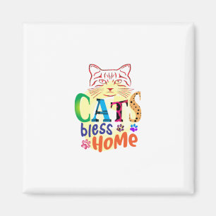 Cat Art Cats Bless Home Magnet