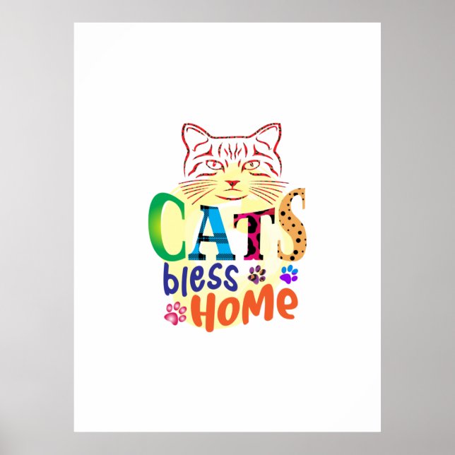 Cat Art Cats Bless Home Poster (Front)