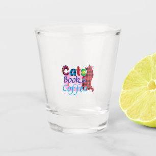 Cat Art Cats Books Coffee_2 Shot Glass