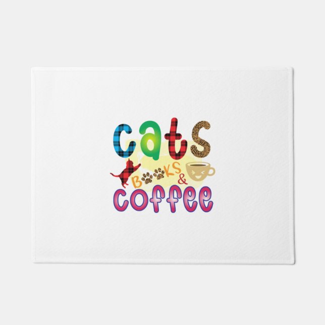 Cat Art Cats Books Coffee Doormat (Front)