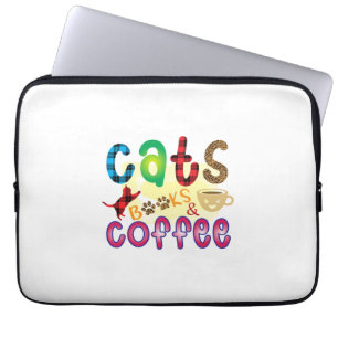 Cat Art Cats Books Coffee Laptop Sleeve