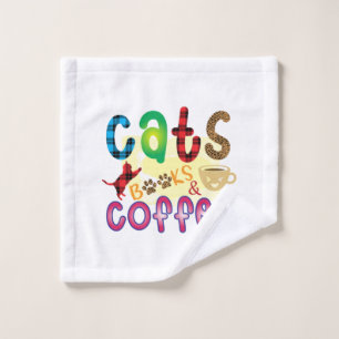 Cat Art Cats Books Coffee Wash Cloth