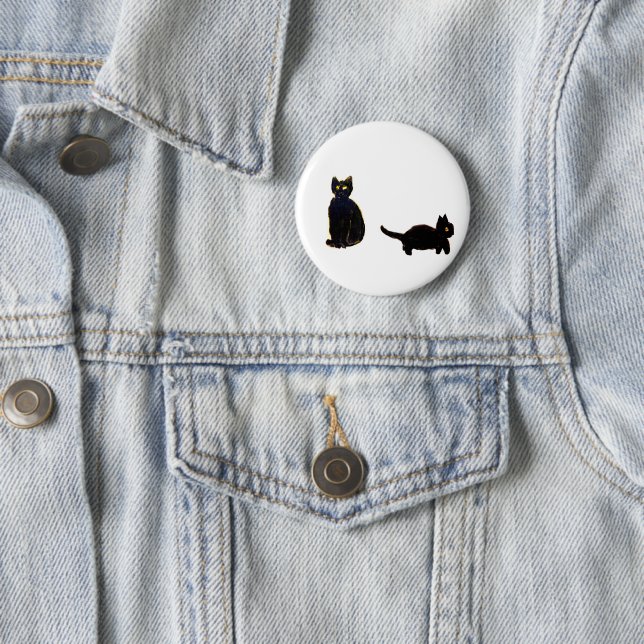 Cat Art Cute Black Cats 6 Cm Round Badge (In Situ)