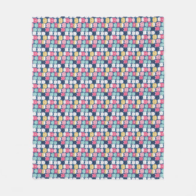 Cat Art | Cute Cat Faces Fleece Blanket (Front)