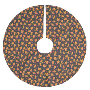 Cat Art   Cute Cat Pattern Childish Brushed Polyester Tree Skirt