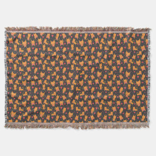 Cat Art Cute Cat Pattern Childish Throw Blanket