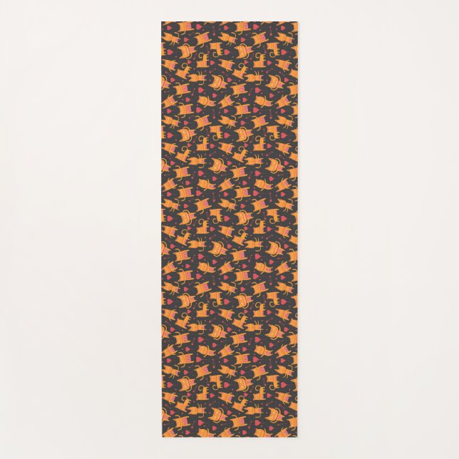 Cat Art | Cute Cat Pattern Childish Yoga Mat (Front)