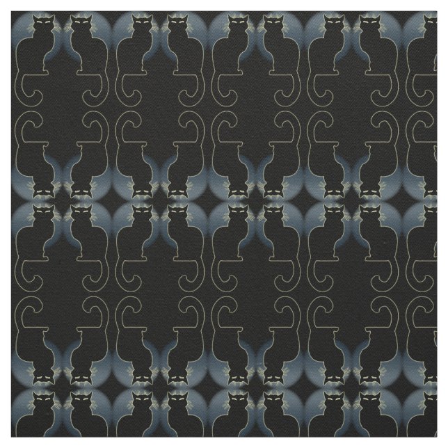 Cat Art Fabric Black Cat Fabrics Cat Lover Pattern (Swatch)
