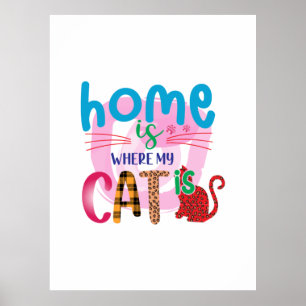 Cat Art Home Is Where My Cat Is Poster