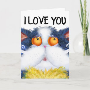 CAT ART 'I LOVE YOU SO MUCH' GREETING CARDS
