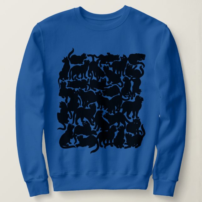 Cat Art Jersey Women's Classic Black Cat Shirts (Design Front)