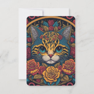 CAT ART, KITTEN ART THANK YOU CARD