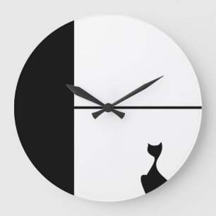 Cat Art Large Clock