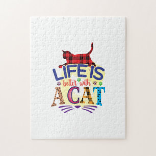 Cat Art Life Is Better With A Cat Jigsaw Puzzle