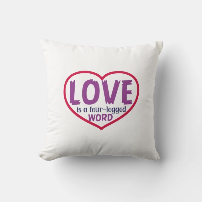 Cat Art Love Is A Four-Legged Word Cushion (Front)