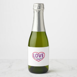 Cat Art Love Is A Four-Legged Word Sparkling Wine Label