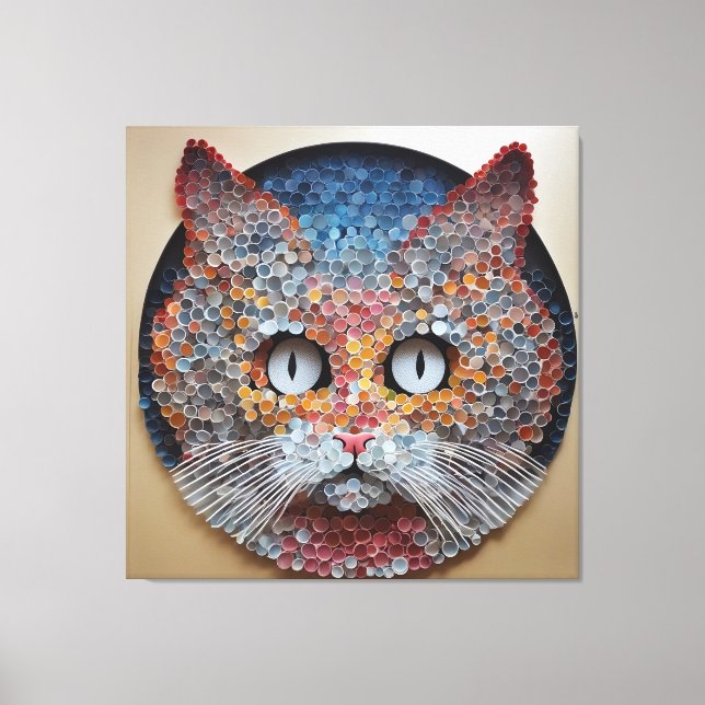 Cat Art Made Entirely of Circles Canvas Print (Front)