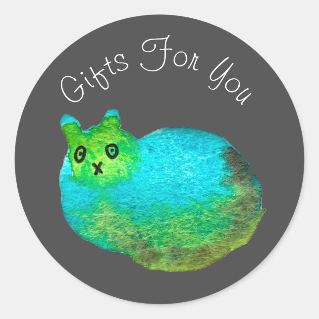 Cat art modern design Gift business branding Classic Round Sticker (Front)