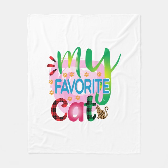Cat Art My Favourite Cat Fleece Blanket (Front)