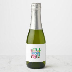 Cat Art My Favourite Cat Sparkling Wine Label