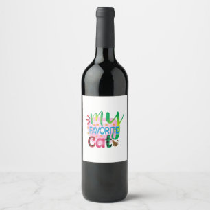 Cat Art My Favourite Cat Wine Label