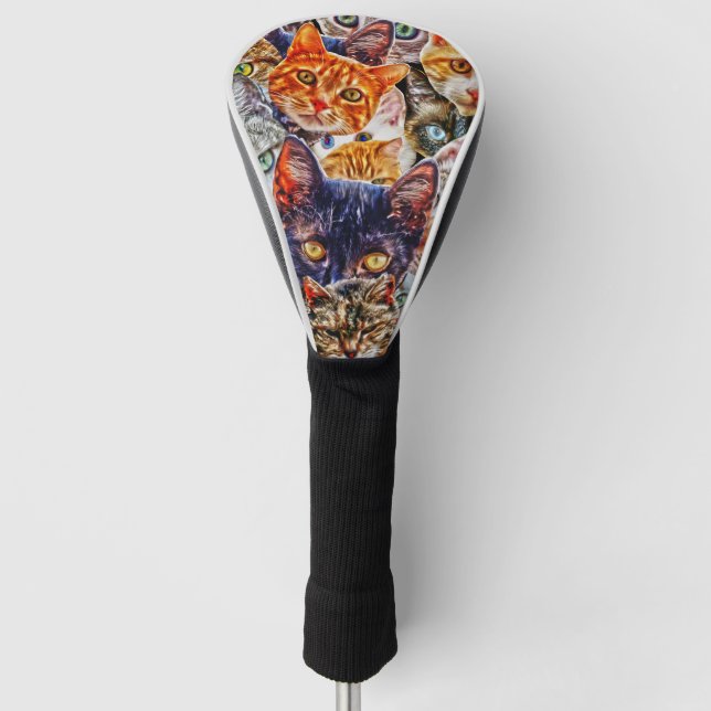 Cat Art Pattern Golf Head Cover (Front)