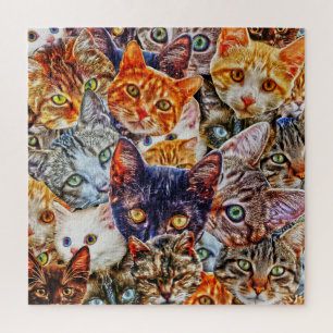 Cat Art Pattern Jigsaw Puzzle
