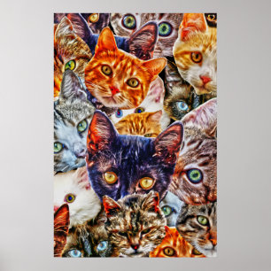 Cat Art Pattern Poster