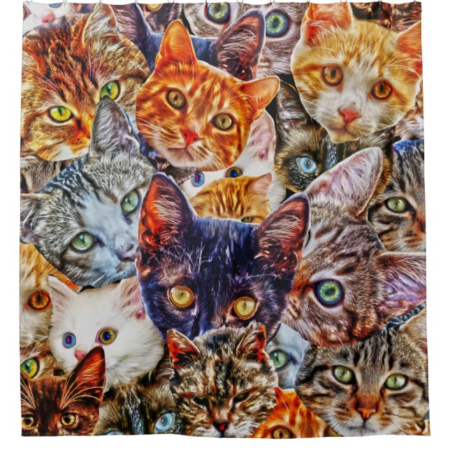 Cat Art Pattern Shower Curtain (Front)