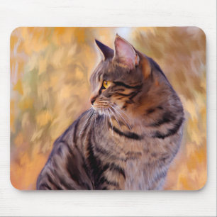 Cat Art Portrait Mouse Mat
