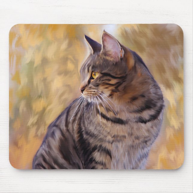 Cat Art Portrait Mouse Mat (Front)