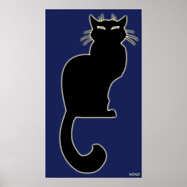 Cat Art Poster Indigo Cat Lover Prints Posters (Front)