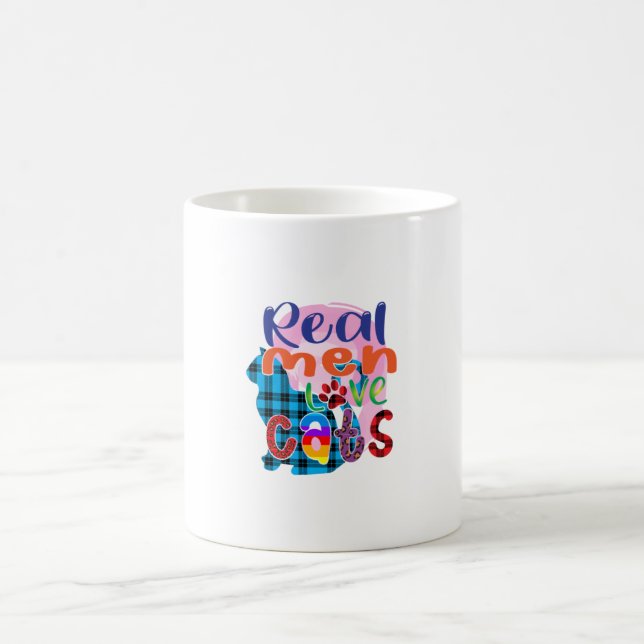 Cat Art Real Men Love Cats Coffee Mug (Center)