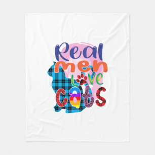 Cat Art Real Men Love Cats Fleece Blanket