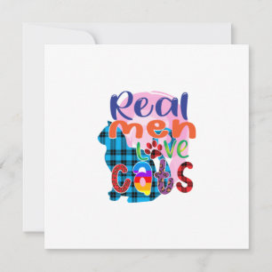 Cat Art Real Men Love Cats Invitation