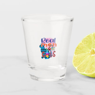 Cat Art Real Men Love Cats Shot Glass