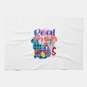 Cat Art Real Men Love Cats Tea Towel
